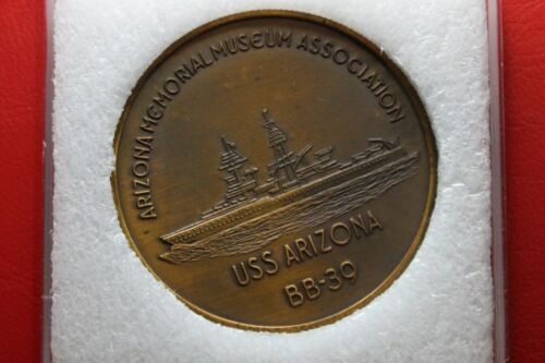 AMERICAN USS ARIZONA PEARL HARBOUR 7 DEC 1941 BRONZE MEDAL #TRA23 - Picture 3 of 7