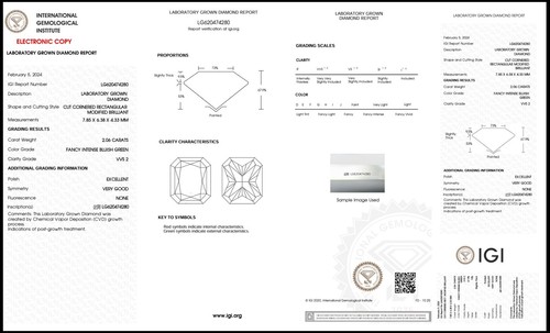 2.06 Radiant Lab Grown Diamond For Ring Fancy Intense Bluish Green VVS2 - Picture 4 of 10