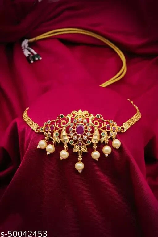 Indian Traditional Ethnic Gold Plated Choker Necklace For Women Girls  Jewellery