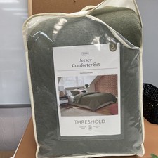 Threshold Comforter Set Cotton Jersey Knit Melange, Olive Green Heather, King