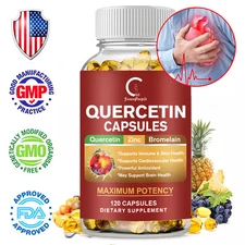 Quercetin with Bromelain & Zinc 1000mg per Serving, 120 Vegetarian Capsules