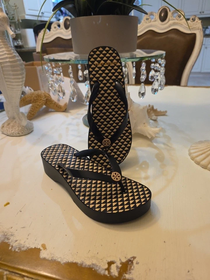 Tory Burch トリーバーチ◆Wedge Thin Flip-Flop Tory Burch Wedge Casual Women's Flip Flop for sale | eBay