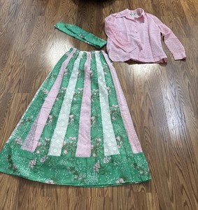 Vtg Chessa Davis Outfit Polka Dot Floral Peasant Hippie Crochet With Sash Sz. 16