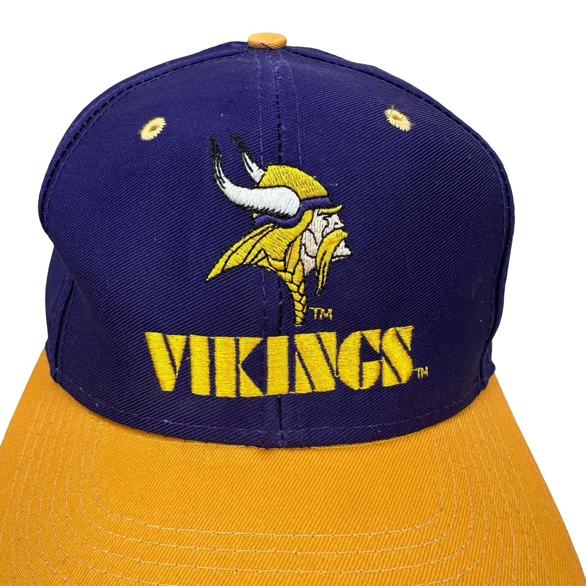 Vintage Logo 7 Minnesota Vikings Snapback Hat Purple Gold Sports