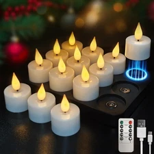 Rechargeable Flameless Candles with Magnetic Charging Station, Flickering LED...