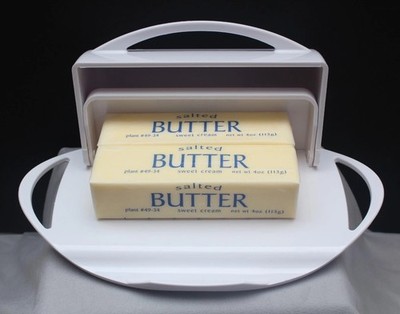 Butterie Butter Dish Flip Top Butter Keeper White Kitchen Concepts EUC