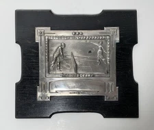TENNIS SILVERPLATE BRONZE PLAQUE 19th Century ART NOUVEAU
