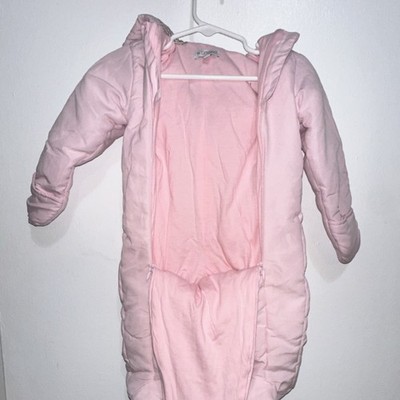 IN EXTENSO Pink Hooded Bear Snowsuit Puffer Jacket 6-9 Months Polyester Lined