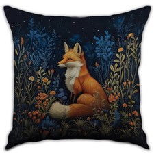 William Morris Inspired Vintage Fox Throw Pillow Cover for Home Decor 18x18