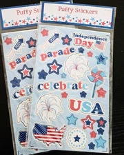 Lot of 2 x 28 Patriotic 4th of July Puffy Stickers Scrapbooking More NIP