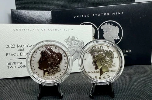2023-S Morgan & Peace Dollar Reverse Proof 2 Coin Set with OGP & COA!