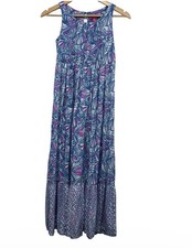 Lilly Pulitzer Target Girls Maxi Dress My Fans Blue Pink Size L 10/12 Ruffle