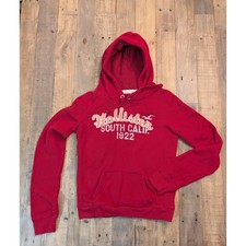 Vintage Hollister Hoodie Womens Medium Red Embroidered Spellout Logo Y2K Surf