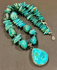 BARSE Signed 925 Sterling Silver Turquoise Necklace Southwestern- Nice! 64g