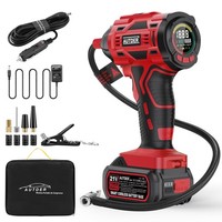 Autder ReifenfüLler Kompressor AD380 180 Psi, 21V Akku, Lcd-Display, Rot-Schwarz