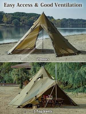 SANRYOU FUTAMATA TIPI TENT サンド TOMOUNT Hot Tent, Tipi Teepee Tent with Stove Jack, 70D Ripstop