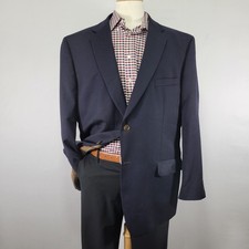 Joseph Feiss Men's Sport Coat Blazer Two Button Navy Blue Twill Wool Size 48R