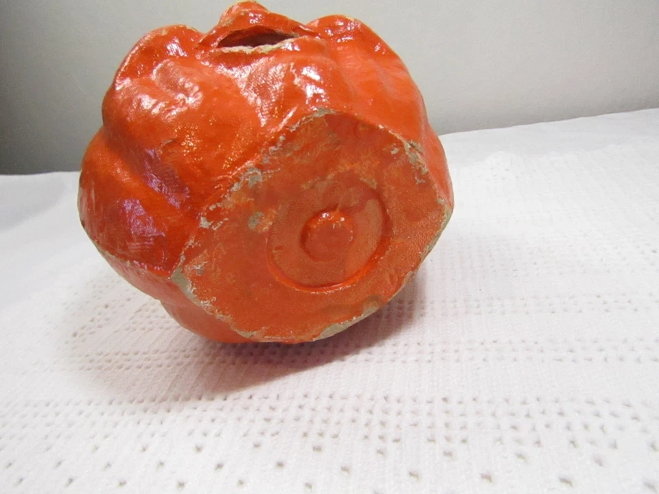 Vintage Halloween Paper Mache  Pumpkin Choir Boy Jack O Lantern Bucket 5" - Image 3 of 4