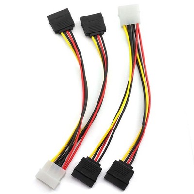 4 Pin Male IDE Molex to 15 Pin Female Dual SATA Power Splitter Adapter Cable ...