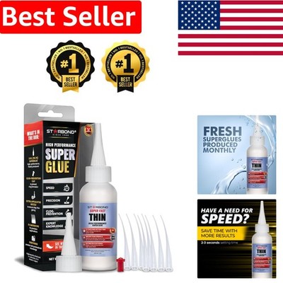 Professional Grade CA Adhesive Super Glue - Thin Formula & Microtips - 2 Ounce