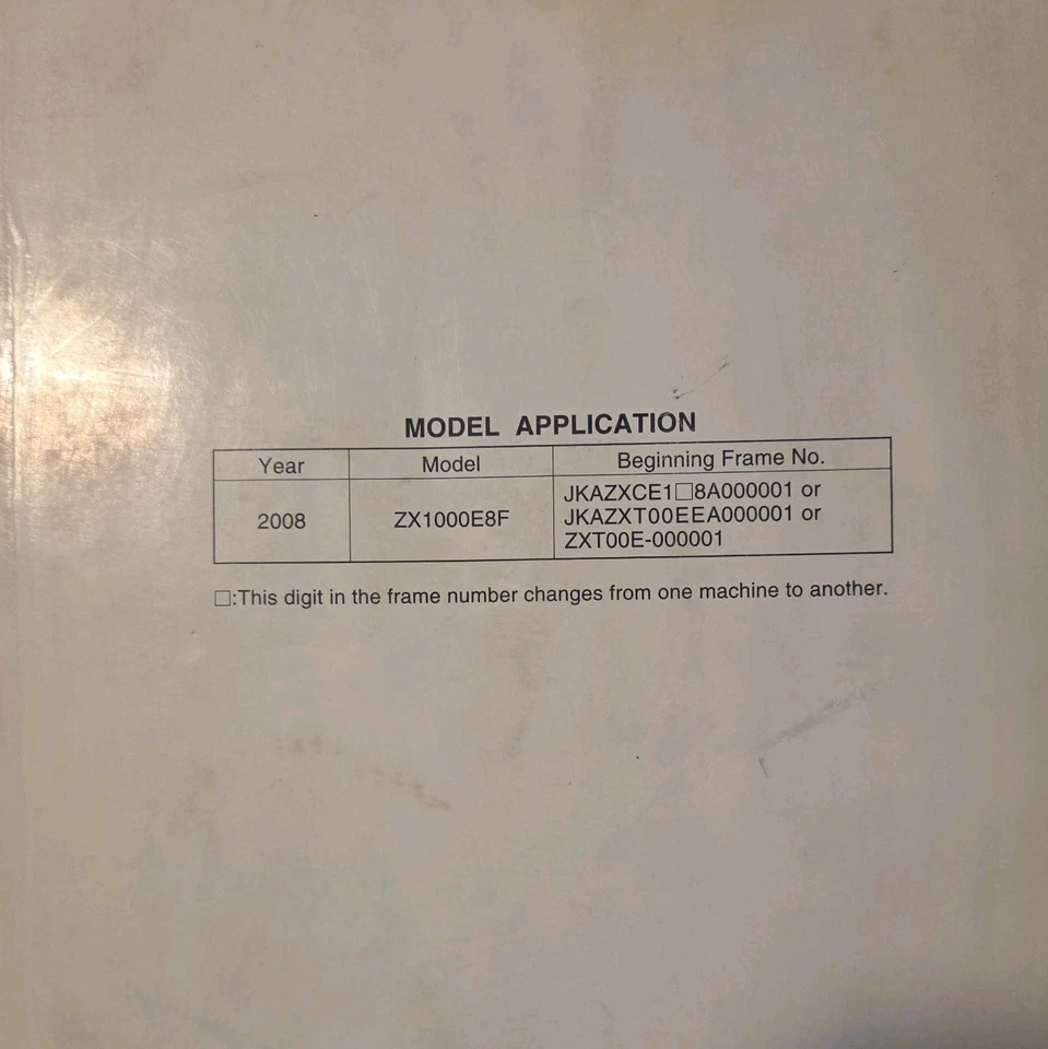 Kawasaki Ninja ZX-10R 2008 OEM MANUAL DE REPARACIÓN DE SERVICIO P/N: 99924-1388-01 Foto 4 de 4