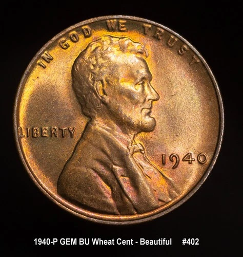 1940-P Lincoln Wheat Cent - GEM BU -  BEAUTIFUL  ROSE & GOLD LUSTER   #402