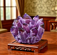 1000g+ Natural Rare Large Deep Purple Amethyst Crystal Cluster Mineral Specimens