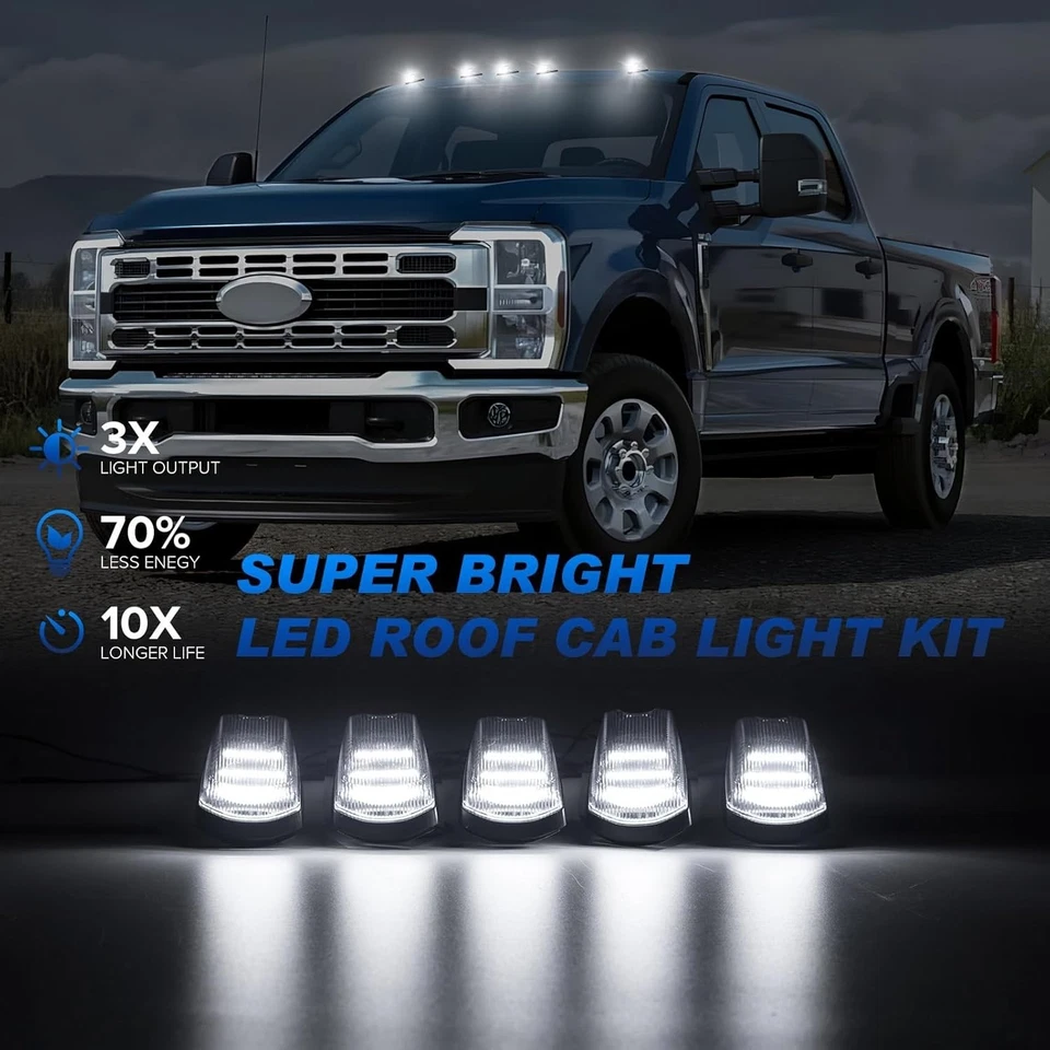 For 17-22 Ford F250 F350 F450 F550 Super Duty Smoked LED Cab Roof Marker Light - Image 2 of 4