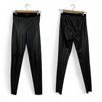 MARC CAIN MARCCAIN black faux leather leggings size XS