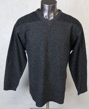 Mens Work Wear Vintage Look Gray Sweater Long Sleeve Lambs Wool Size L Lambswool