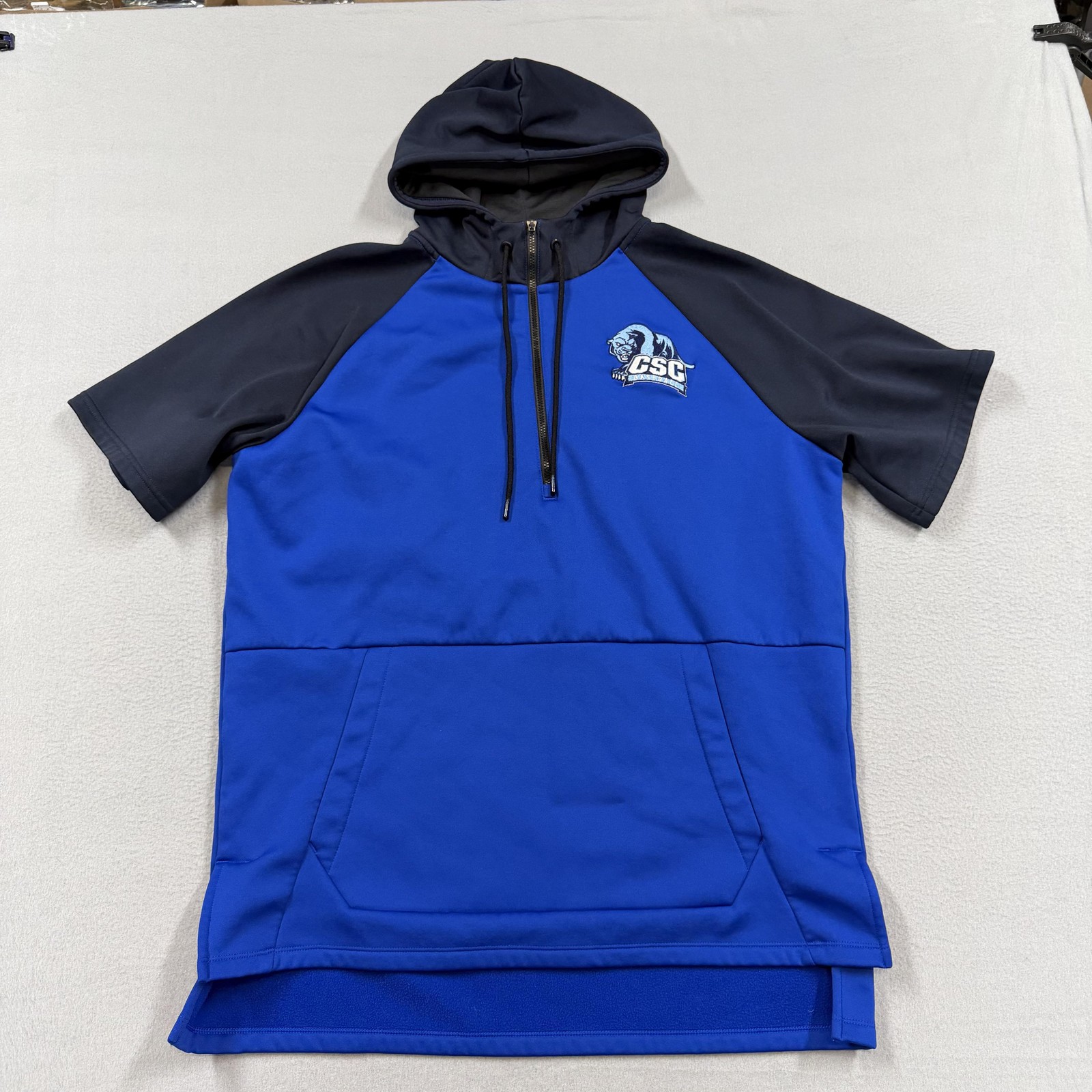 New Balance Hoodie Sweatshirt Mens Large Blue 1/4 Zip Short Sleeve CSC Baseball
