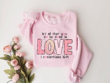Bible Verse Valentine T-Shirt Done In Love Christian Cute Faith Tee