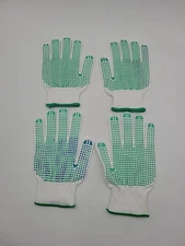 2 Pairs Green Dot Coated Grip Work Gloves Size L Rubber Coated Palm Gloves
