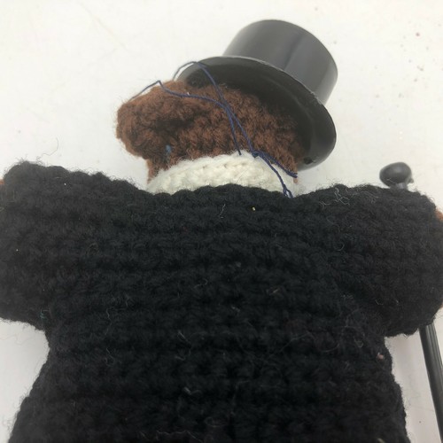 Vintage HandMade 3D Crochet KNIT Christmas Ornaments Teddy Bear Toy Hat Maestro - Picture 6 of 8
