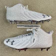 [US 14] UNDER ARMOUR UA SPOTLIGHT 4D Foam Football Cleats Shoes White Silver