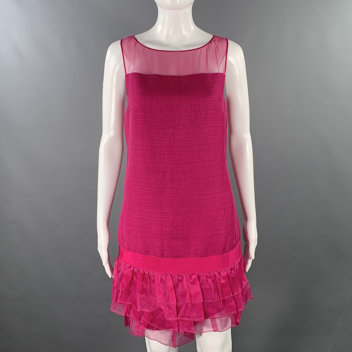 GIAMBATTISTA VALLI Size XXS Raspberry Linen Blend Woven Sleeveless Dress