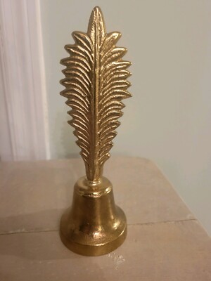 Brass bell feather detailed handle ring ding dinger 7.25'' x 2.5''. 
