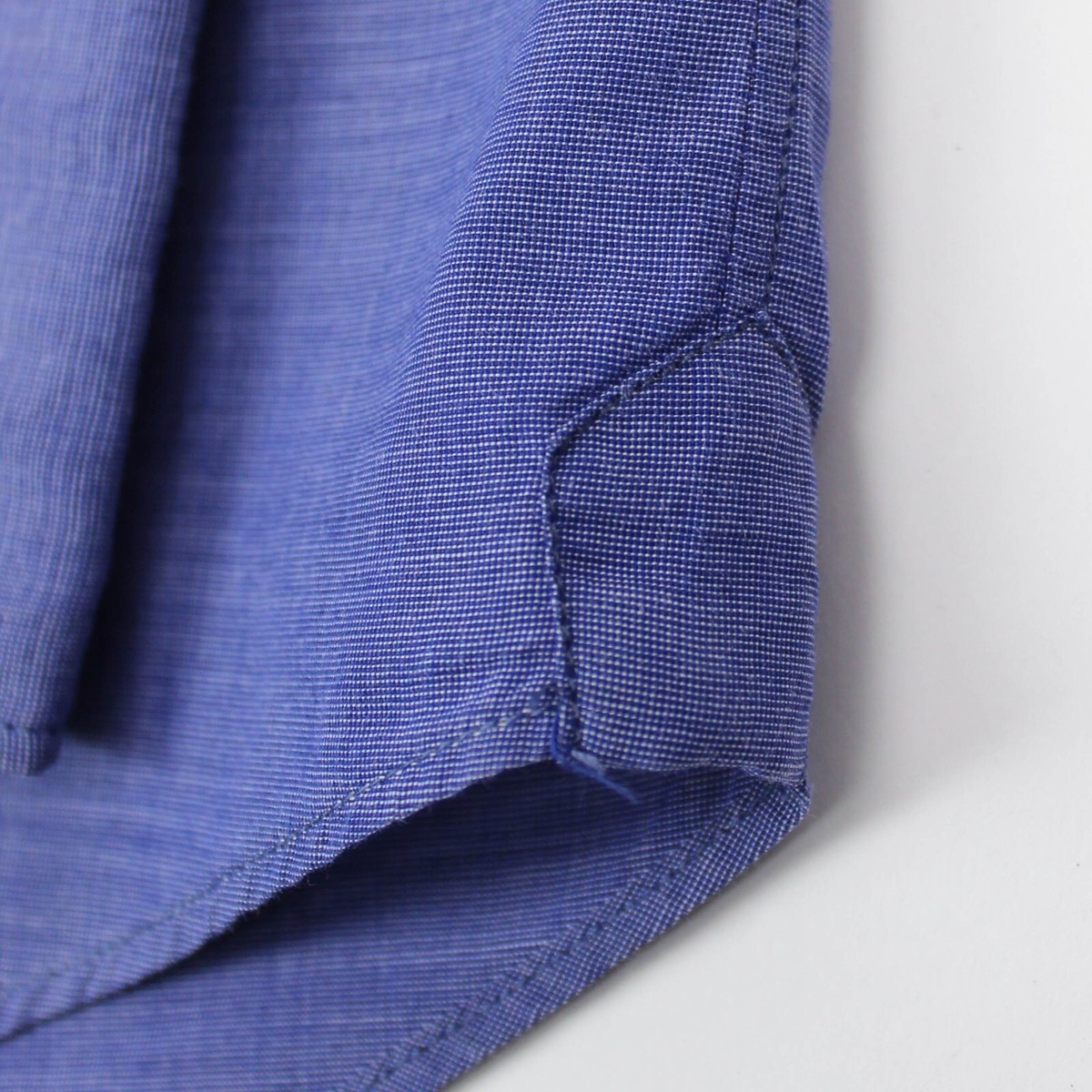 Salle Privée Blue End-on-End Cotton Cutaway Collar Slim Dress Shirt 15/38 Italy View 5