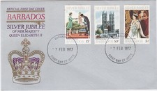 1977 Barbados FDC card Silver Jubilee of Her Majesty Queen Elizabeth II