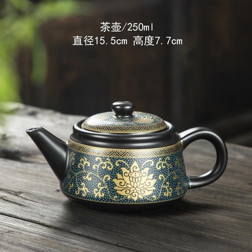 Teekanne 250 ml bunt Keramik Vintage Kaffee massiv leicht befüllbar klein Deko