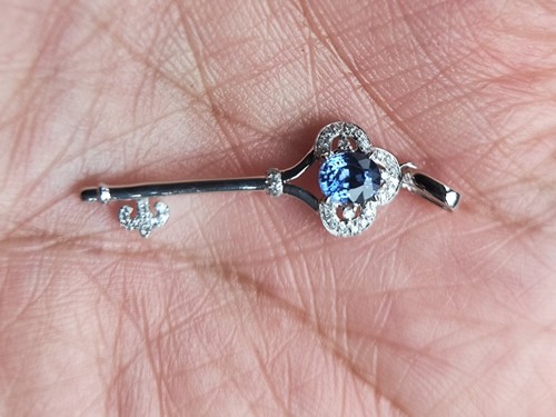 Certified 18k Gold Natural Blue sapphire Diamond Pendant No Chain UK Seller 0751 - Picture 3 of 5