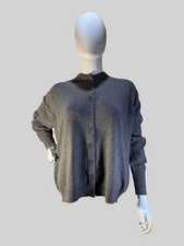 Vintage Scott & Charters of Hawick Women's Grey Cardigan Cashmere Sweater {3}