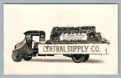 Central Supply Co Flat Bed Truck RPPC Advertising Photo Rare Gardening 1930s