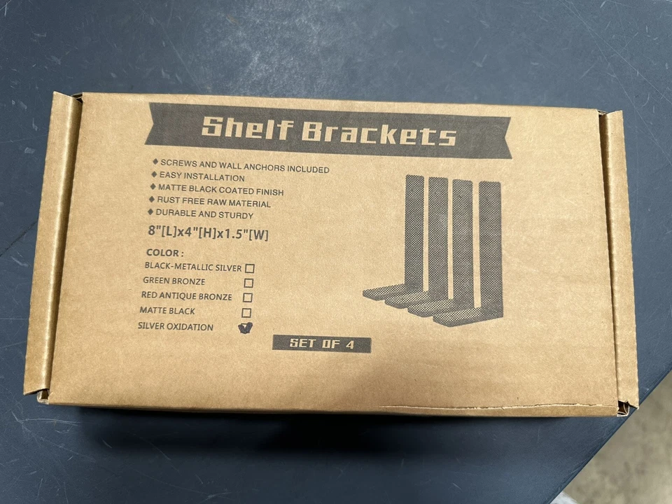 Silver 8"x 4"Shelf Brackets,L Shelf Brackets, die-cast Formation, Heavy Duty - Image 2 of 4