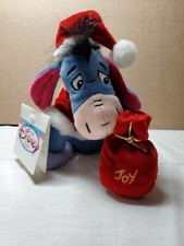 Authentic Disney Store SANTA EEYORE 8" Mini Bean Bag Plush W Christmas Joy Bag