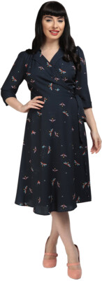 Collectif TERESA Vintage FIREFLIES Retro Wrap SWING DRESS Wickelkleid Rockabilly