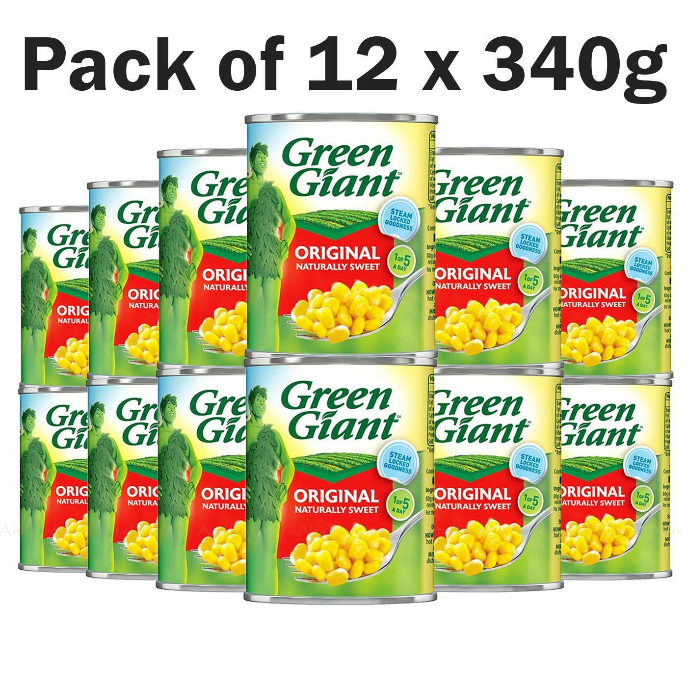 Green Giant Original Sweetcorn Naturally Sweet Corn Brine Tin Cans Pack