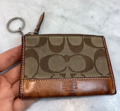 コーチ COACH ケース キーホルダー オールド ヴィンテージ　ブラウン Vintage COACH Brown Signature Card Case Wallet Key Chain | eBay