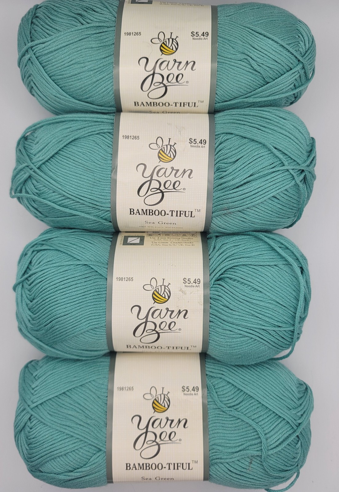 Yarn Bee Bambootiful, Lot of 4, Color is Sea Green, 257 yds ea, 3 Weight, NEW eBay