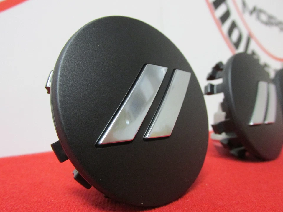 CARGADOR DODGE CHALLENGE Juego de 4 tapas centrales de rueda a rayas cromadas negras mate OEM Foto 2 de 4